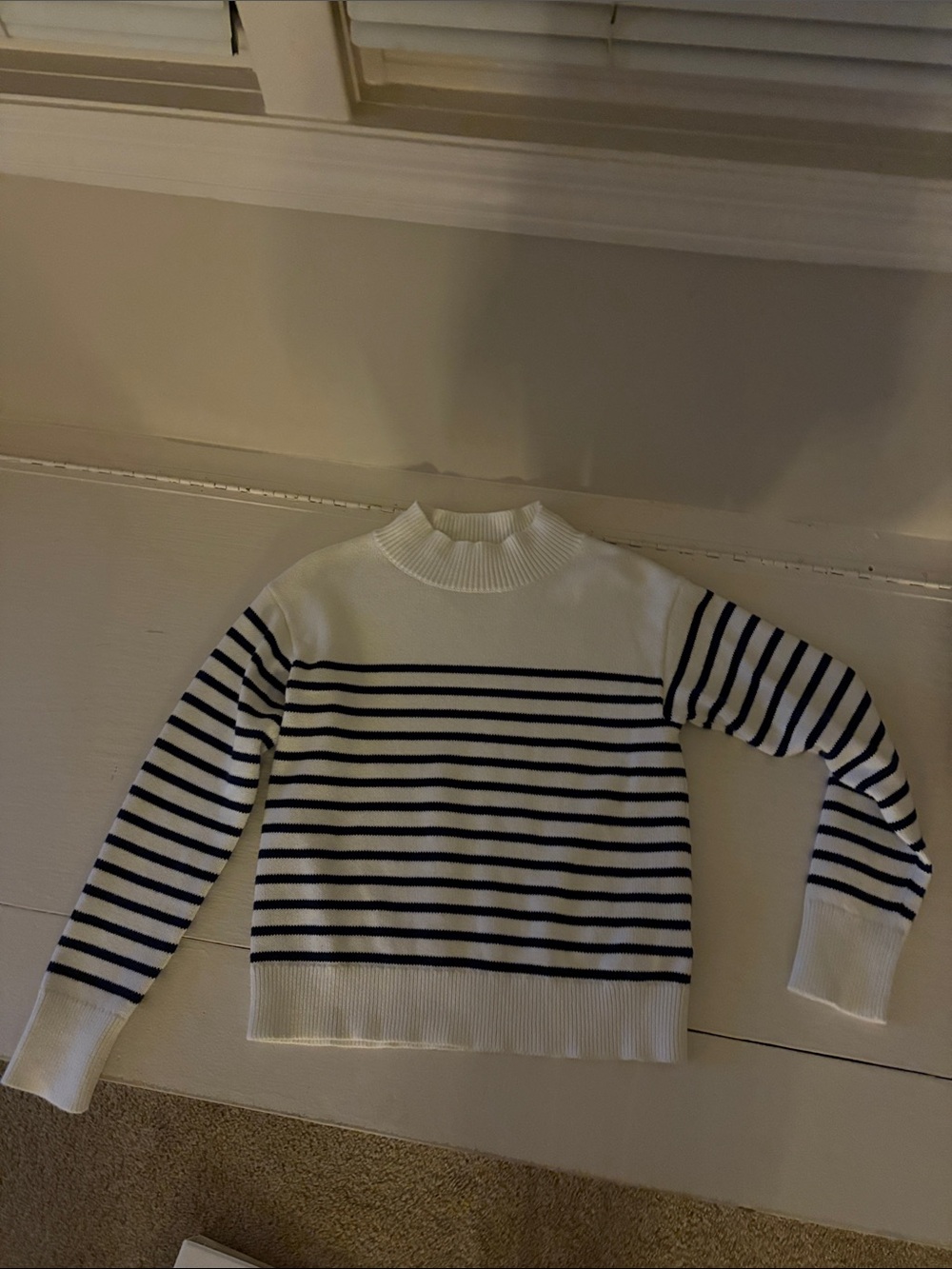 Crewcuts White Sweater with Navy Stripes